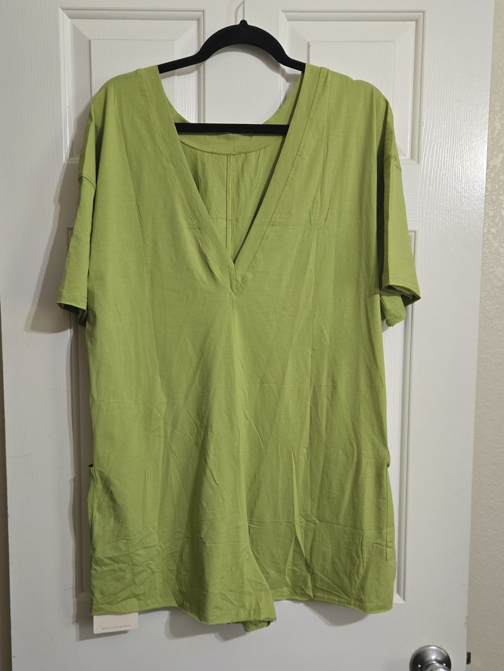 Women's V-Neck Short Sleeve Top - Lime Green